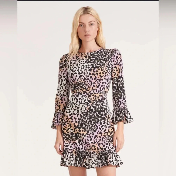 Veronica Beard Tamar Watercolor Leopard Dress Lilac Multi - Picture 1 of 5